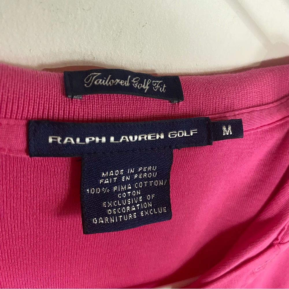 Ralph Lauren Womens Tailored Golf Fit Pink Polo Shirt size M Big Pony Preppy Y2K - Picture 10 of 15